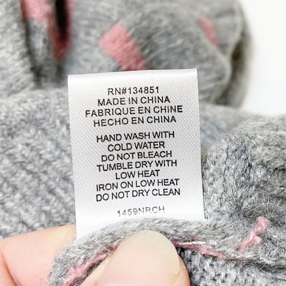 WAYF Tie Waist Sweater new NWOT pink gray stripe small crew high neck wool bow - Picture 8 of 8